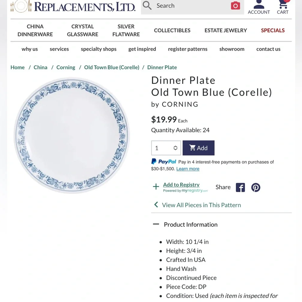 Corelle set old